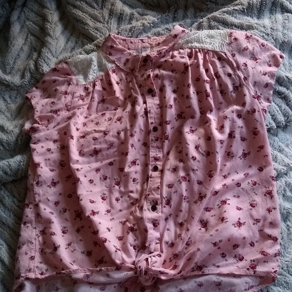 Pink Collared Lace Top